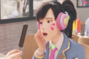 【守望先锋】骗Dva的小嘴吃我的巧克力棒  背景图片